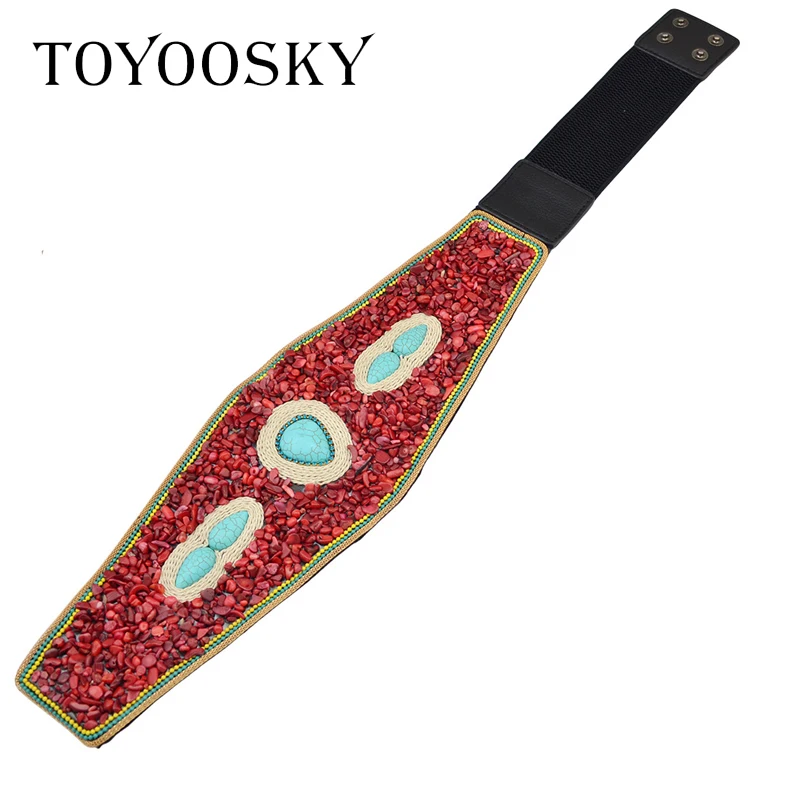TOYOOSKY роскошный этнический традиционный богемный широкий женский пояс эластичный ремень для женщин джинсовое платье широкие женские ремни высокое качество