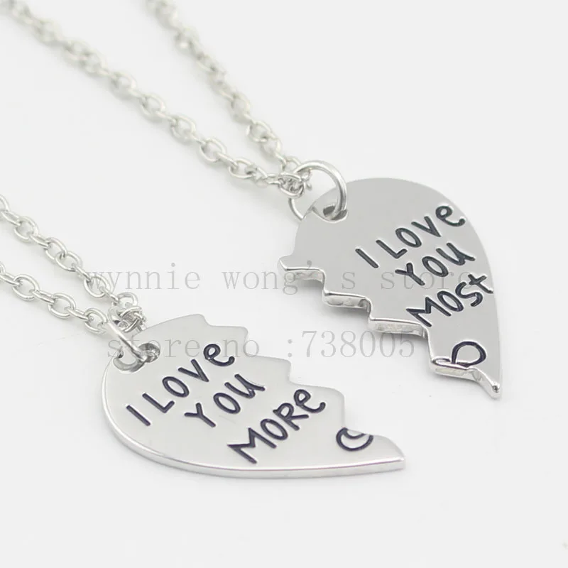 Новинка 2016 ожерелье из 2 частей Я тебя люблю больше брелоки ручной штамповки для