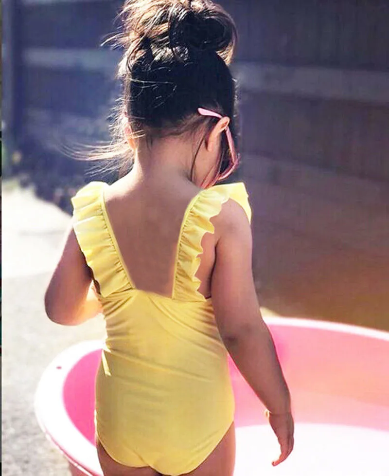 Семейный комплект для мамы и дочки купальник бикини с оборками милый цельный