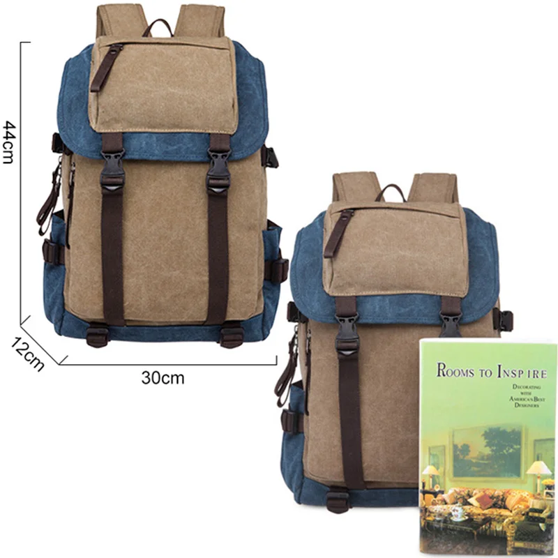 New Classic Men Canvas Travel Laptop Rucksack Shoulder BagsTeenage Boys Backpacks Large School Vintage Students Packet XA270WC
