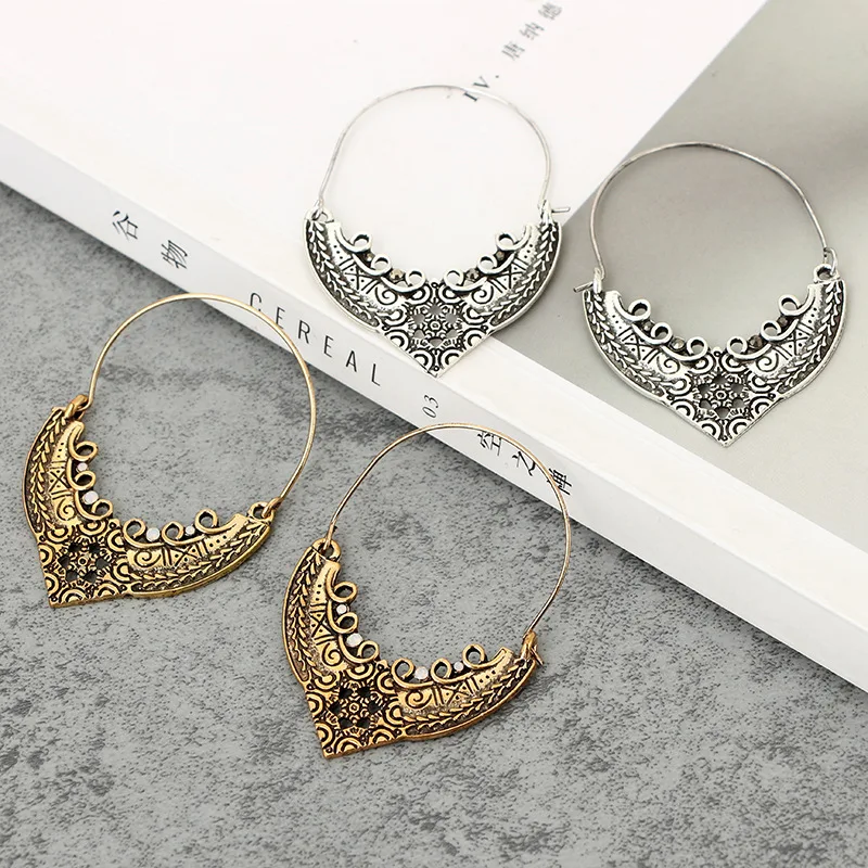 Новые ретро серьги пирсинг резные Богемия народном стиле в Европе|retro style|earrings