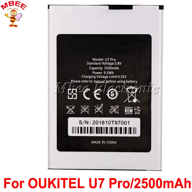

10PCS/LOT For Oukitel U7 Pro Battery High Quality 2500mAh Batterie Bateria Accumulator AKKU