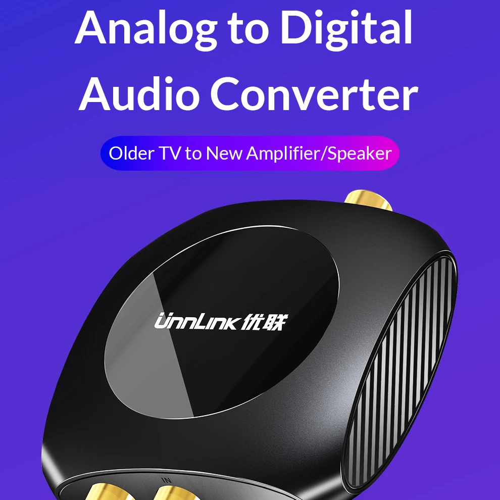 Unnlink аналогово-цифровой аудио преобразователь адаптер 96 кГц R/L RCA к SPDIF оптический