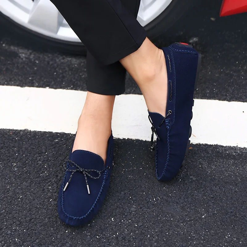 ALCUBIEREE Autumn Men Comfort Driving Shoes Fashion Mens Loafers Slip On Mocassins Suede Leather Shoe Zapatos Homme Big Size 45 | Обувь