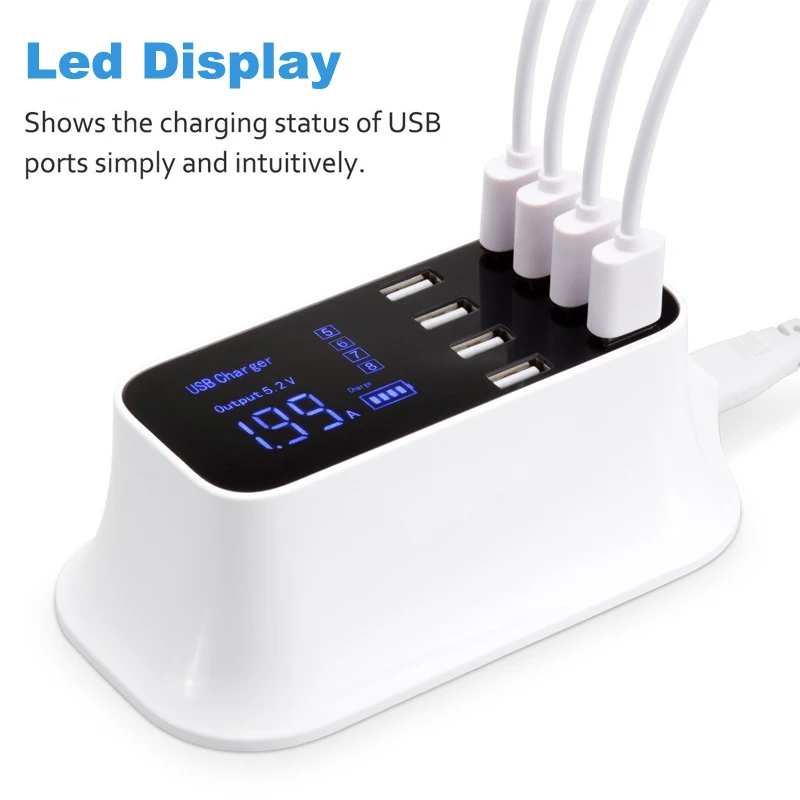 Multi USB Зарядное устройство 8 Порты и разъёмы Desktop зарядная станция LED Путешествия