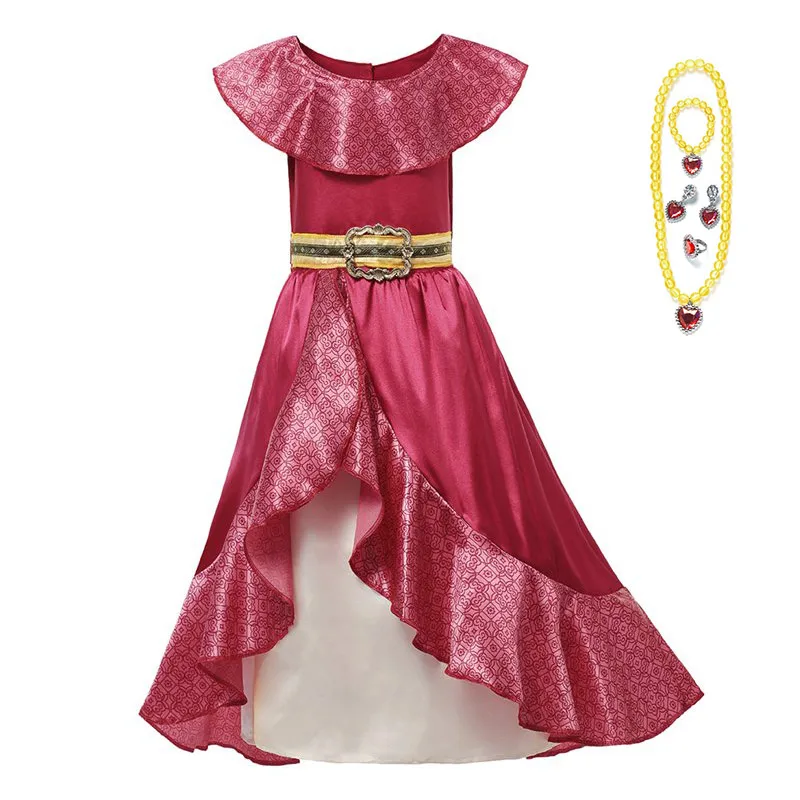 Elena of Avalor/костюм для детей; платье принцессы с поясом и поясом; летние платья для девочек; вечерние платья для костюмированной вечеринки; одежда для пасхи и карнавала - Цвет: Dress Set-2
