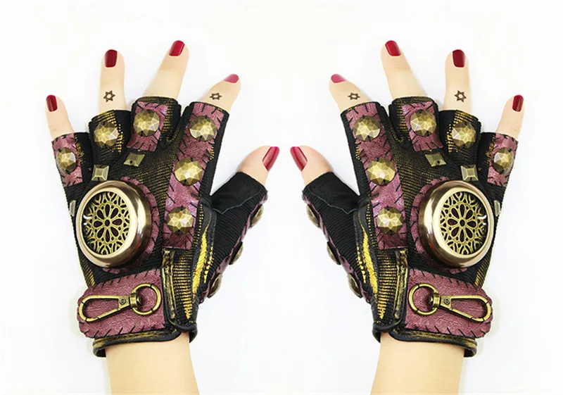 Takerlama Steampunk gear кожаные панк-перчатки винтажные готические унисекс косплей перчатки средневековые аксессуары перчатки на половину пальца