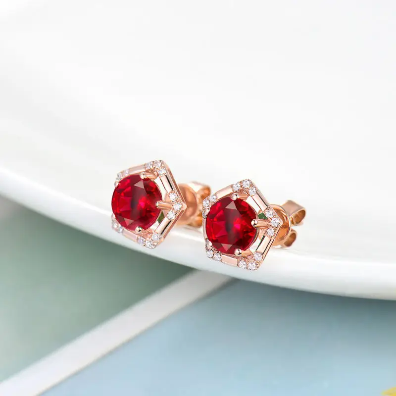 LOVERJEWELRY Твердые 18K розовое золото натуральный рубин Свадебные обещанные серьги