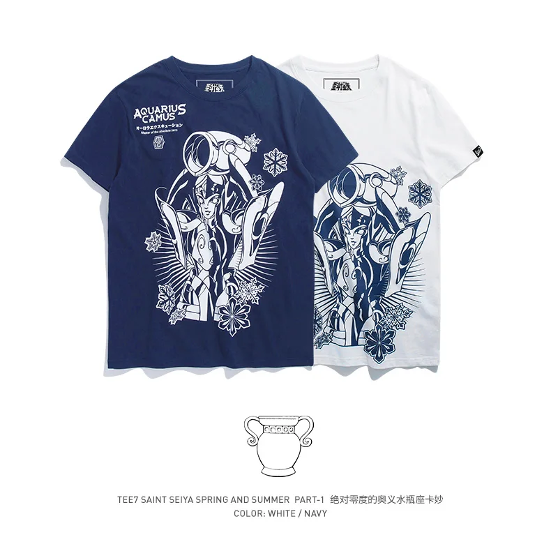 TEE7 Для мужчин футболка для мальчика аниме Saint Seiya Водолей футболки Высокое