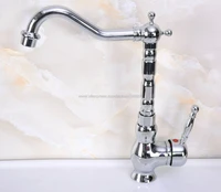 polished chrome swivel spout single lever deck mount bathroom sink faucet vessel mixer tap knf671