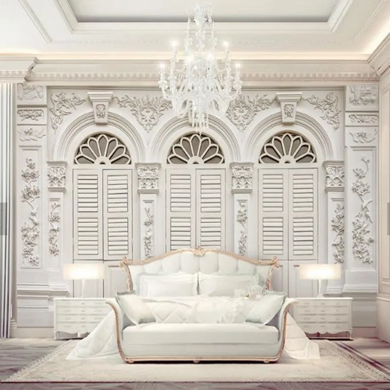

Custom Photo Wallpapers European Luxurious White Pattern Wall Papers for Walls 3D Living Room Background Home Decor Flower Mural