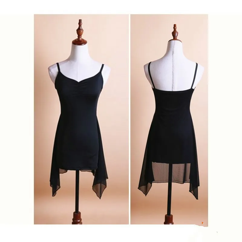 

Платье для латиноамериканских танцев для девочек, черная одежда для соревнований, платья для тренировок, детская одежда для выступлений, ко...