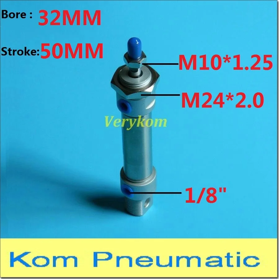 Pneumatic Stainless Steel Air Cylinder MA 32-50 1/8&quot Port 32mm Bore 50mm Stroke Double Acting 32*50 Mini Cylinders | Обустройство