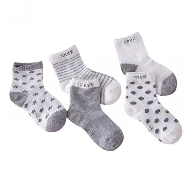 gray 5 пар/лот Детские хлопковые носки для девочек и мальчиков Детские Модные сетки Носки весна/осень 0-6 лет высококачественные детские спортивные носки CN - Цвет: gray