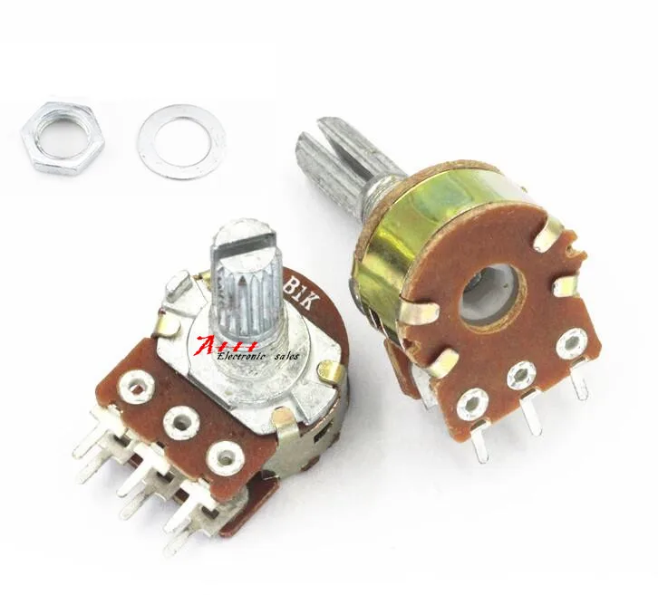 5pcs WH148 Linear Potentiometer 15mm Shaft With Nuts And Washers 3pin B1K B2K B5K B10K B20K B50K B100K B250K B500K B1M | Электронные