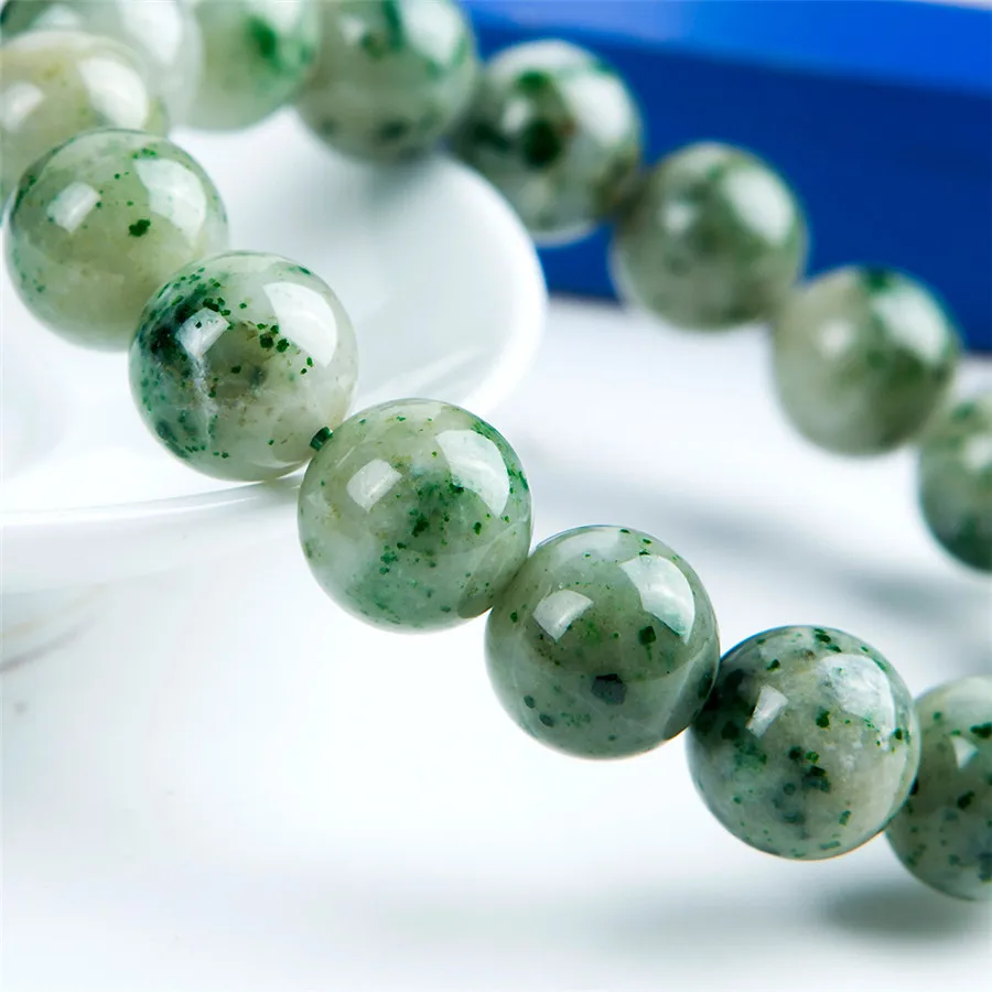 Genuine Green Gemstone Natural Dushan Jade Bracelets 13mm Powerful Crystal Stretch Round Bead Bracelet Drop Shipping | Украшения и