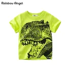 Брендовая футболка для мальчиков, летняя футболка с мультяшным динозавром, детская одежда, топы из 100% хлопка для малышей, футболка для маленьких мальчиков и детей
