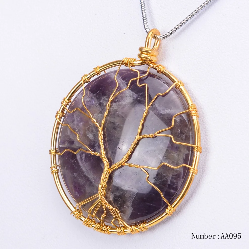 2018 Модные украшения Медь Натуральный камень круглый фиолетовая кристальная