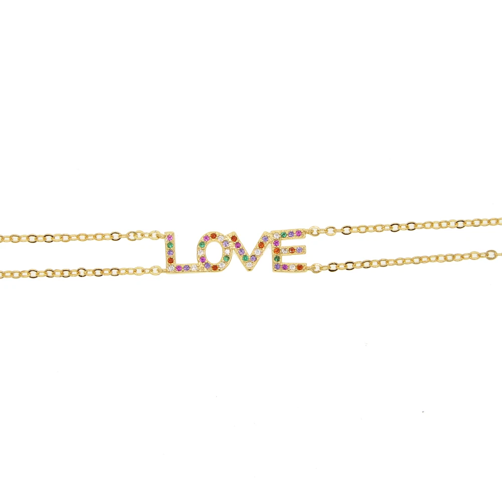 valentines gift for lover 2019 new fashion double chain love letter colorful girlfriend Alphabet bracelet |