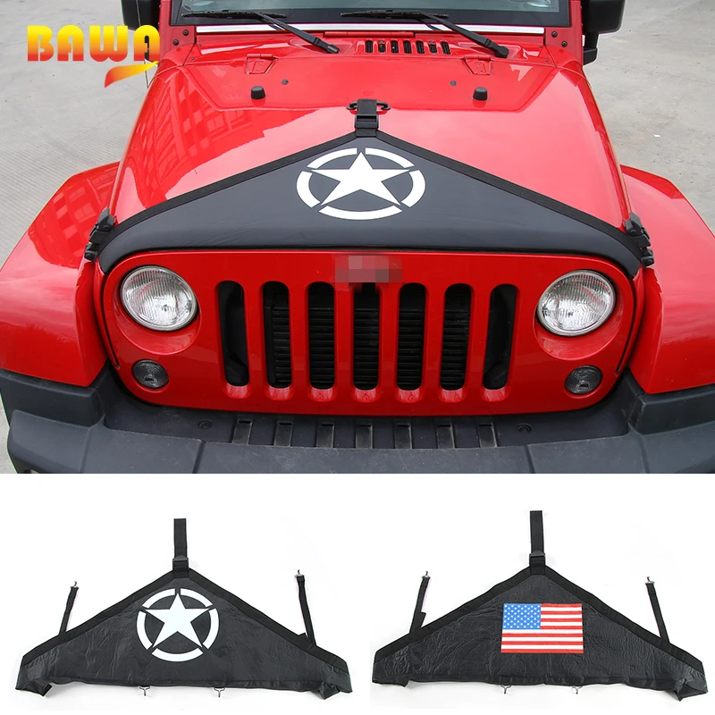 

Автомобильные чехлы BAWA для Jeep Wrangler 2007-2017 JK, крышка двигателя, украшение головки автомобиля, полотняные автоматические автомобильные Чехлы, ...