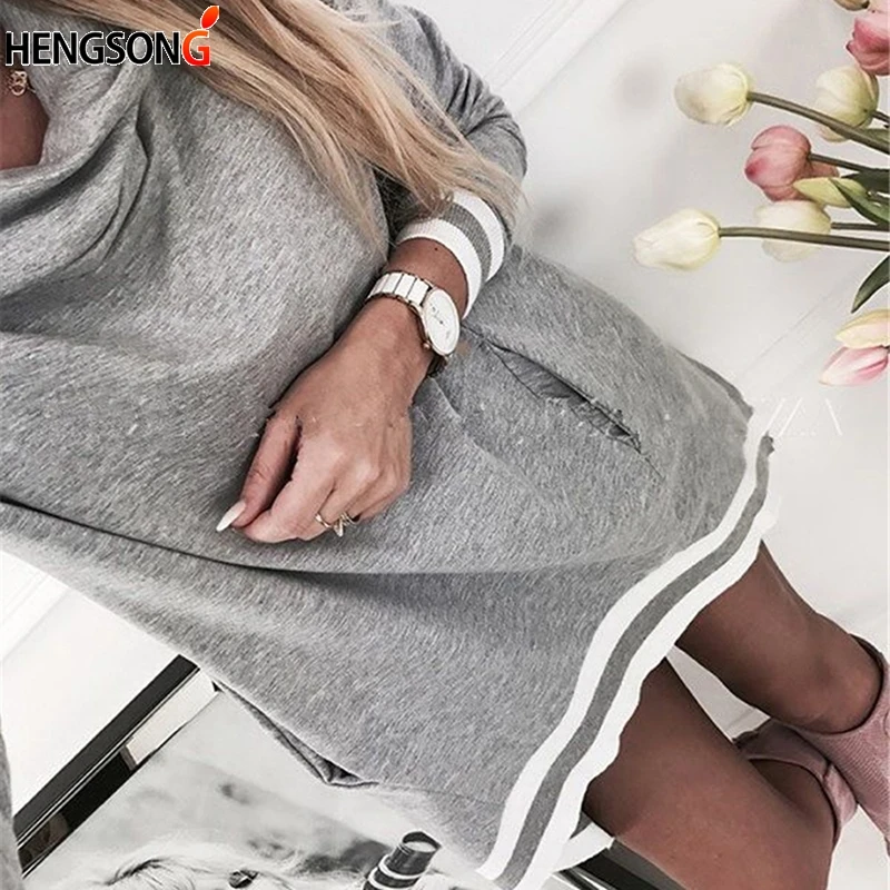 Женское платье с длинным рукавом толстовки вечернее vestidos осенние женские платья
