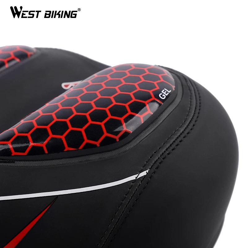 WEST BIKING седло для горного велосипеда с велосипедным задним фонарем, уплотненное широкое удобное велосипедное седло, гелевое седло для велосипеда