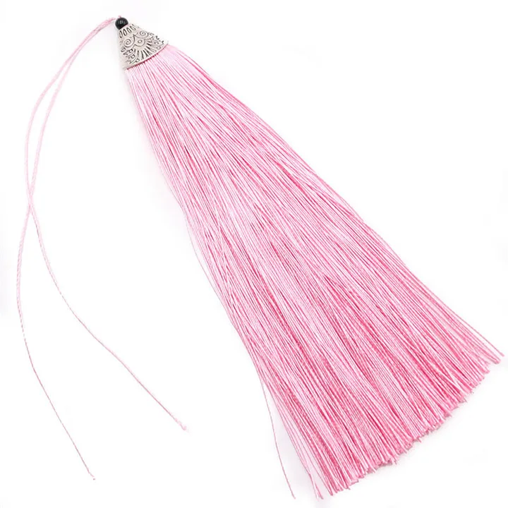 Pink Tassels 5 шт. металлический колпачок с длинной бахромой Кулон DIY Материал вечерние кисточки отделка Одежда, Шторы Декор шелковые кисточки ленты аксессуары - Цвет: Pink Tassels