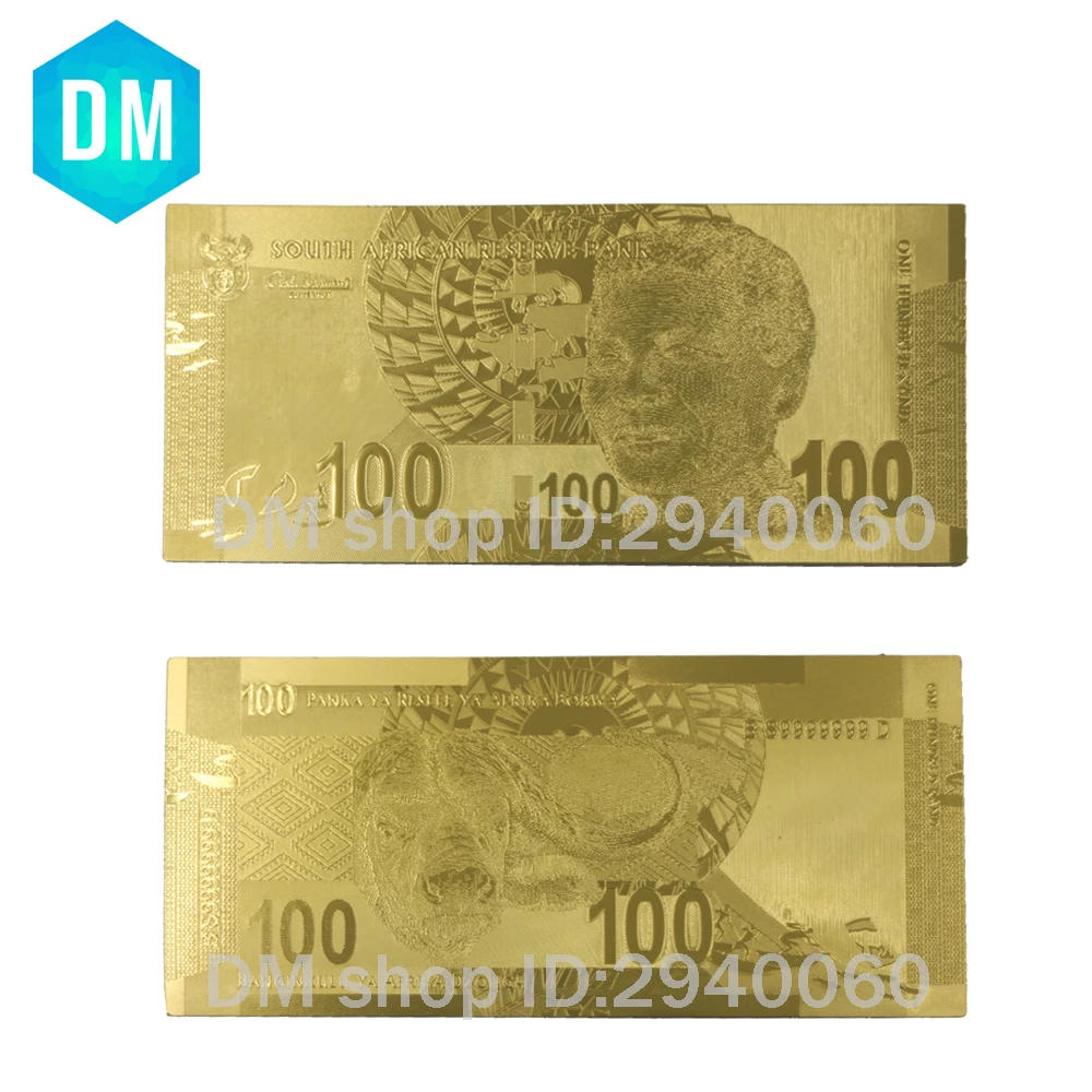 Горячая продажа Южная Африка банкноты Позолоченные 100 Rand 10 шт./лот Золотая копия