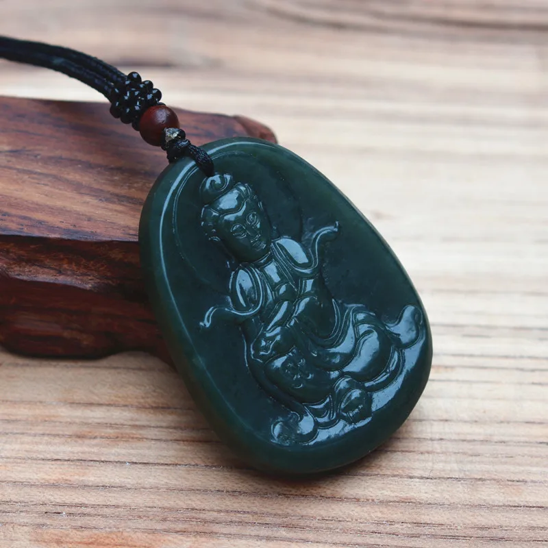 Прямая поставка подвеска Будды из натурального гетянина нефрита резное ожерелье