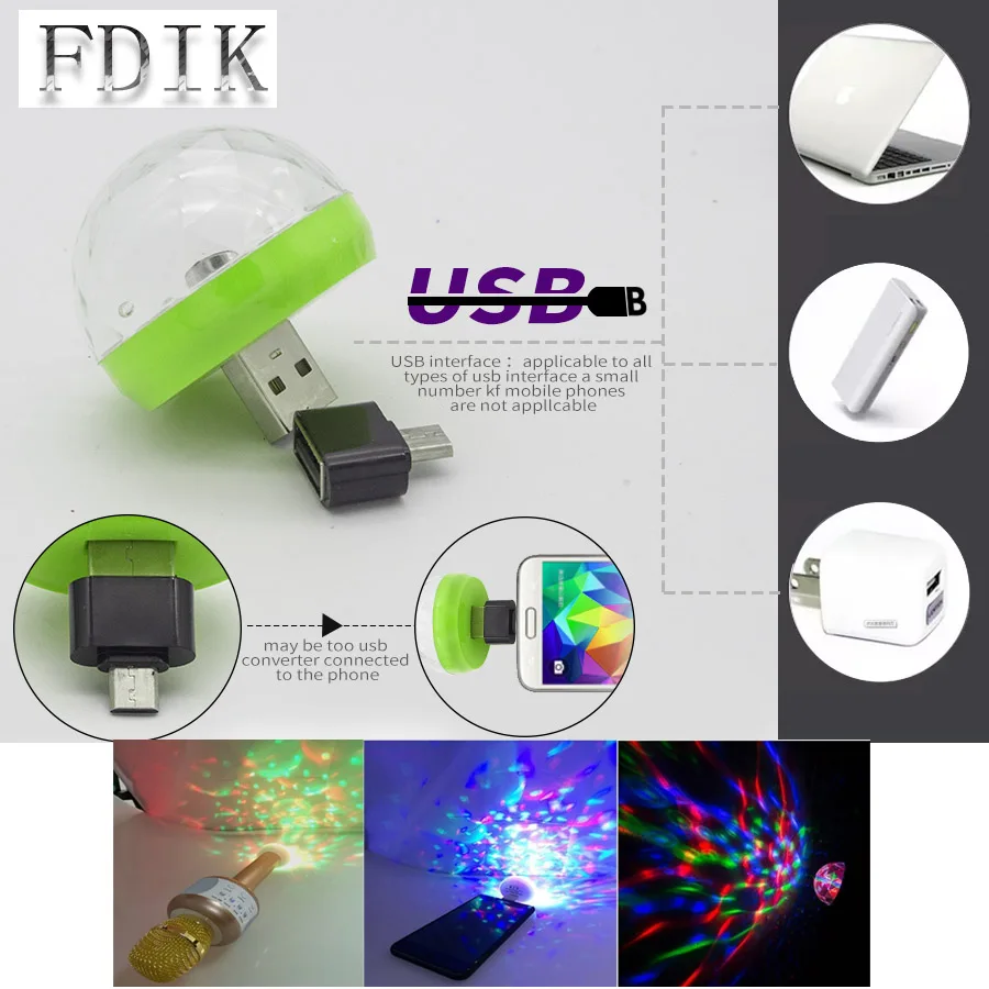 DINGDIAN светодиодный USB лампочка для дискотеки многоцветный DJ атмосферный