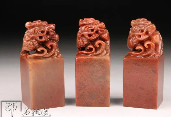 

2.5x2.5x5cm Seal Stone Engraving Shoushan DandanDecoration Business Gift Collection Fine carved products 10pc