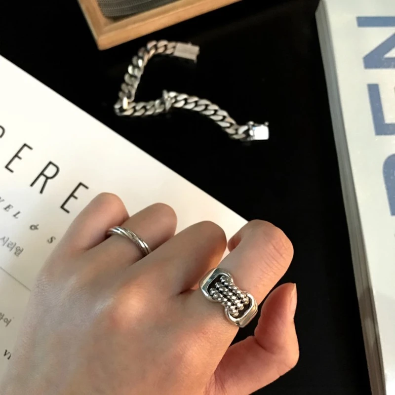 925 Sterling Silver Personality Woven Vintage Rings Adjustable Twist for Women Wedding Party Charms Fine Jewelry | Украшения и