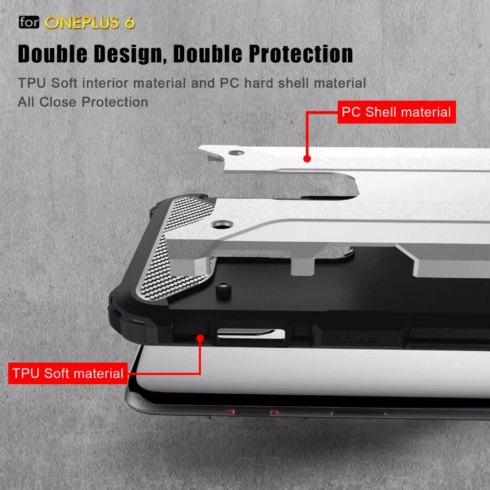 For OnePlus 6 Case Shockproof Hybrid PC Armor Anti-Shock Silicone Phone Oneplus 5 5T Shell Cover Rugged | Мобильные телефоны и