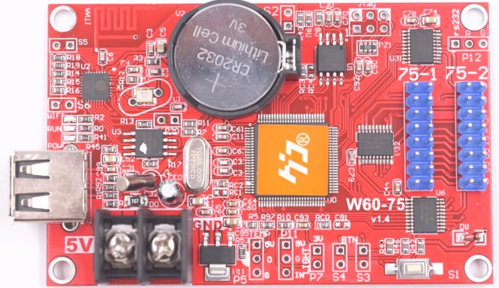 HD-W60-75 карта управления Wi-Fi асинхронный 320 Вт* 32 ч пикселей 2* HUB75 полноцветный светодиодный дисплей