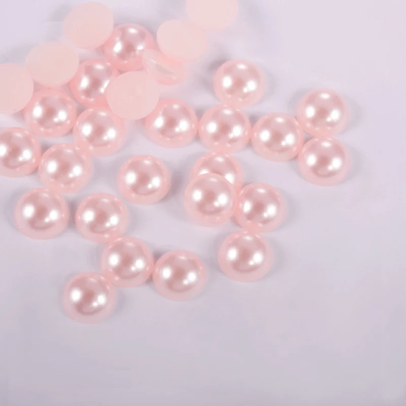light pink ЦЯО 6 мм/8 мм/10 мм полукруглые акриловые бусины с плоской задней стороной имитация жемчуга для DIY дизайнов одежды аксессуары - Цвет: light pink