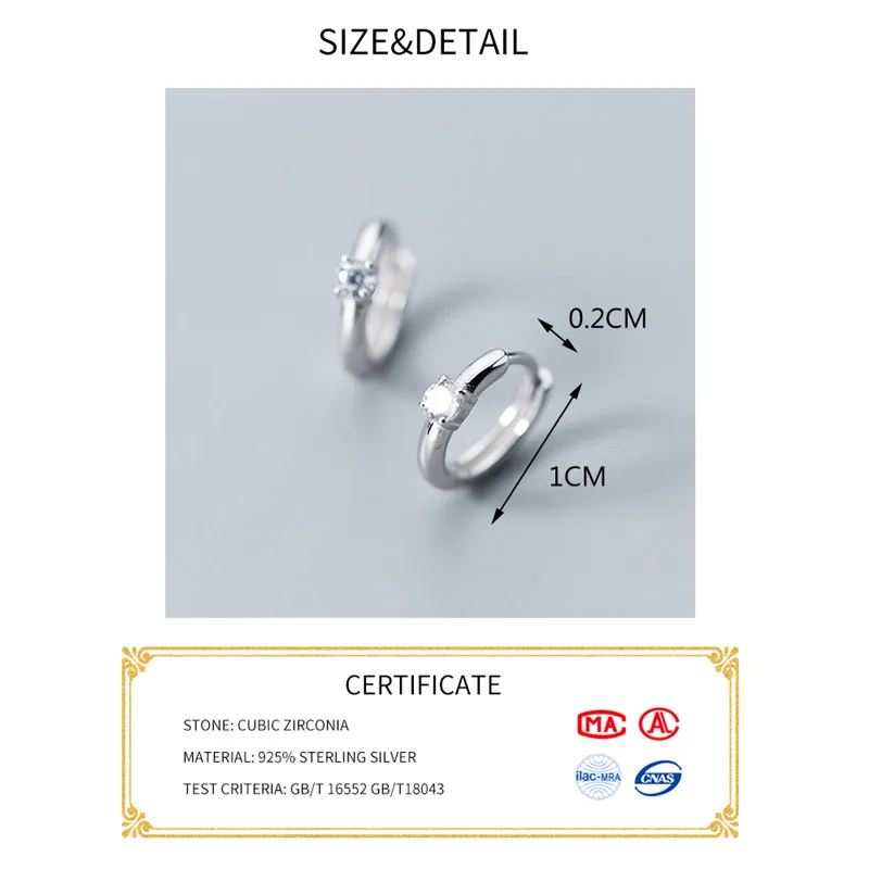 INZATT настоящее Серебро S925 пробы циркон геометрические круглые серьги-кольца