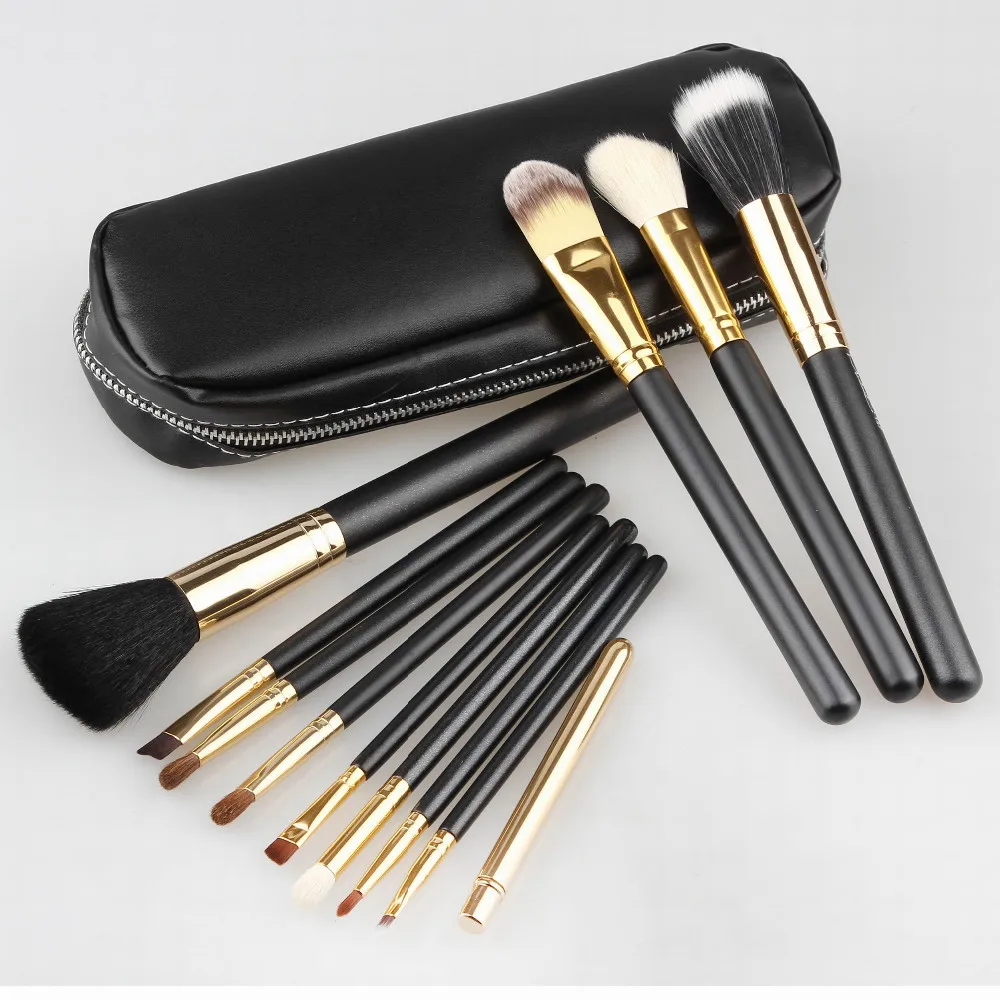 Professional Cosmetics Makeup Brush Set 12Pcs Brushes Cosmetic Kit Leather Bag Pouch Brand Make UP Tool | Красота и здоровье