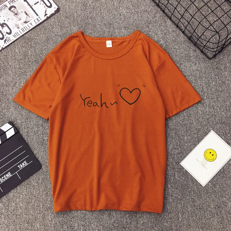2019 Summer Couples Lovers T-Shirt for Women Casual Tops Tshirt T Shirt Love Heart Letters Print Female | Женская одежда