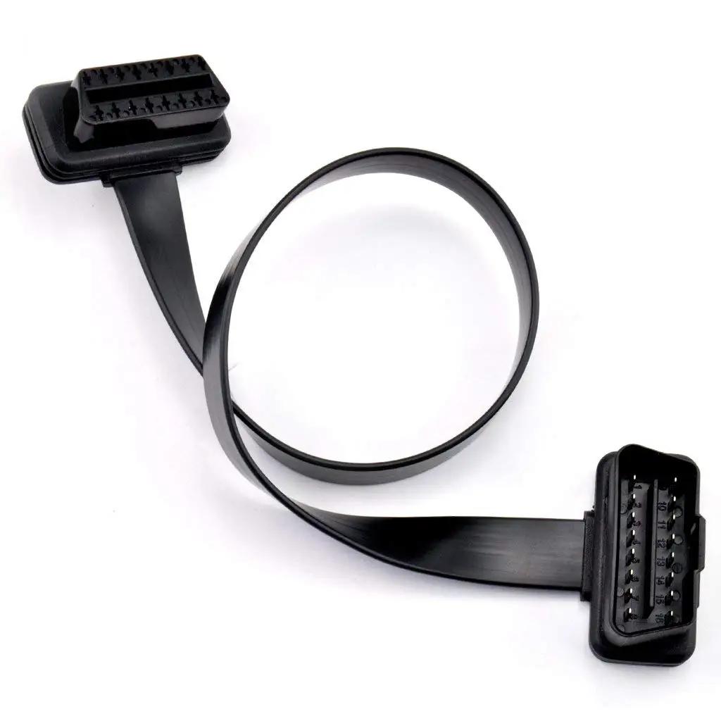 Плоский тонкий как лапша 30 см 16Pin OBDII OBD 2 мужчин и женщин ELM327 кабель