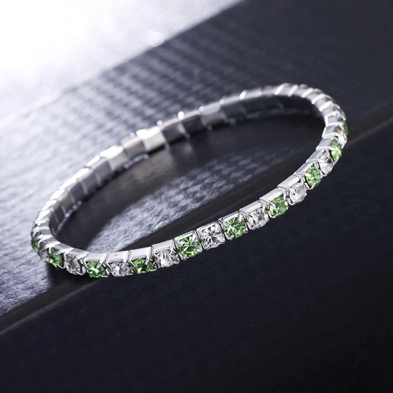 Женские теннисные браслеты с разноцветными кристаллами и фианитом 3 мм|bracelets