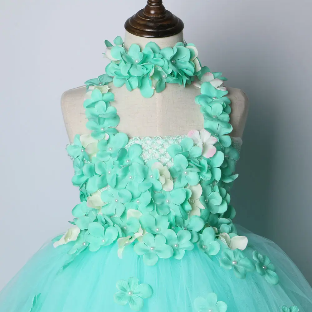 Mint Green Flower Girl Tutu Dress Tulle Party Kids Princess Fairy Ball Gown for Girls Wedding | Детская одежда и обувь