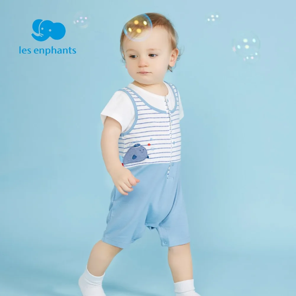 Les enphants для маленьких мальчиков Ropmer устанавливает полосатый короткий рукав