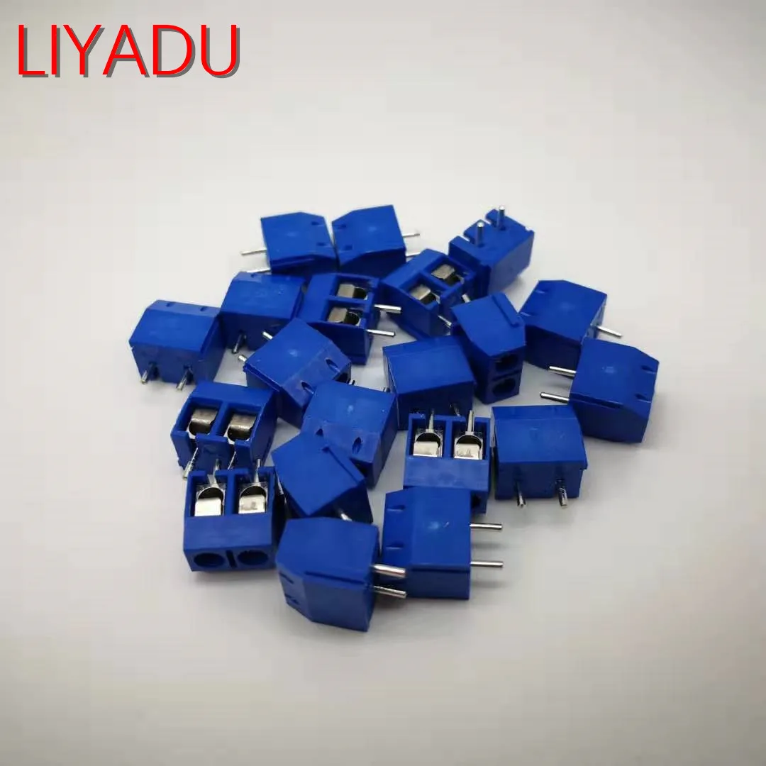 Синий 100 шт./лот KF301-2P Сращивание, винтовой Тип PCB расстояние 5,0 соединительные клеммы, терминал синий/зеленый KF301 красный, синий, зеленый, черный - Цвет: Синий