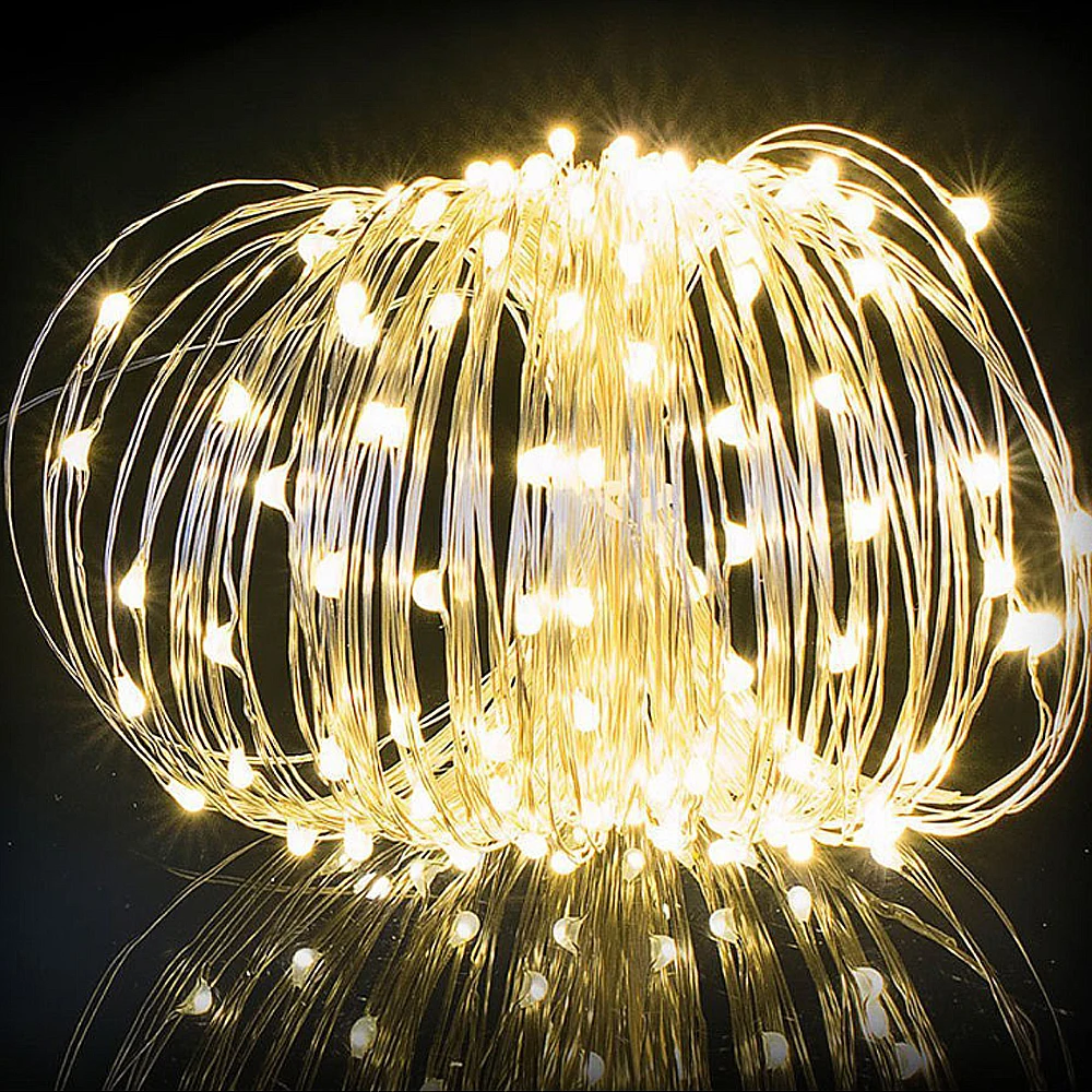 10 М 33FT 100Led 3AA Батарейках Украшения СВЕТОДИОДНЫЕ Медной Проволоки Фея Струнные