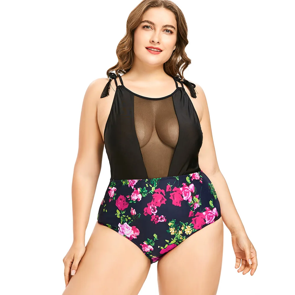 Wipalo размера плюс 5XL Женские костюмы с цветочным рисунком Летний Пляжный цельный
