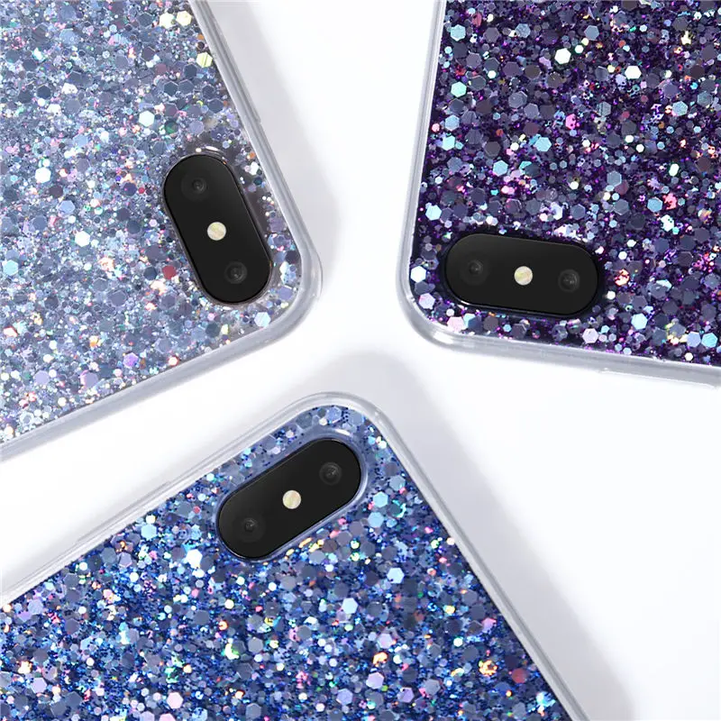Блестящий прозрачный силиконовый чехол с блестками для iPhone 6 s 7 8 XS MAX XR X 10 5 5SE 6Plus