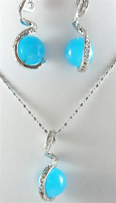 Горячая продажа-12 мм синие серьги и ожерелье кулон набор&gt Свадебные широкие часы