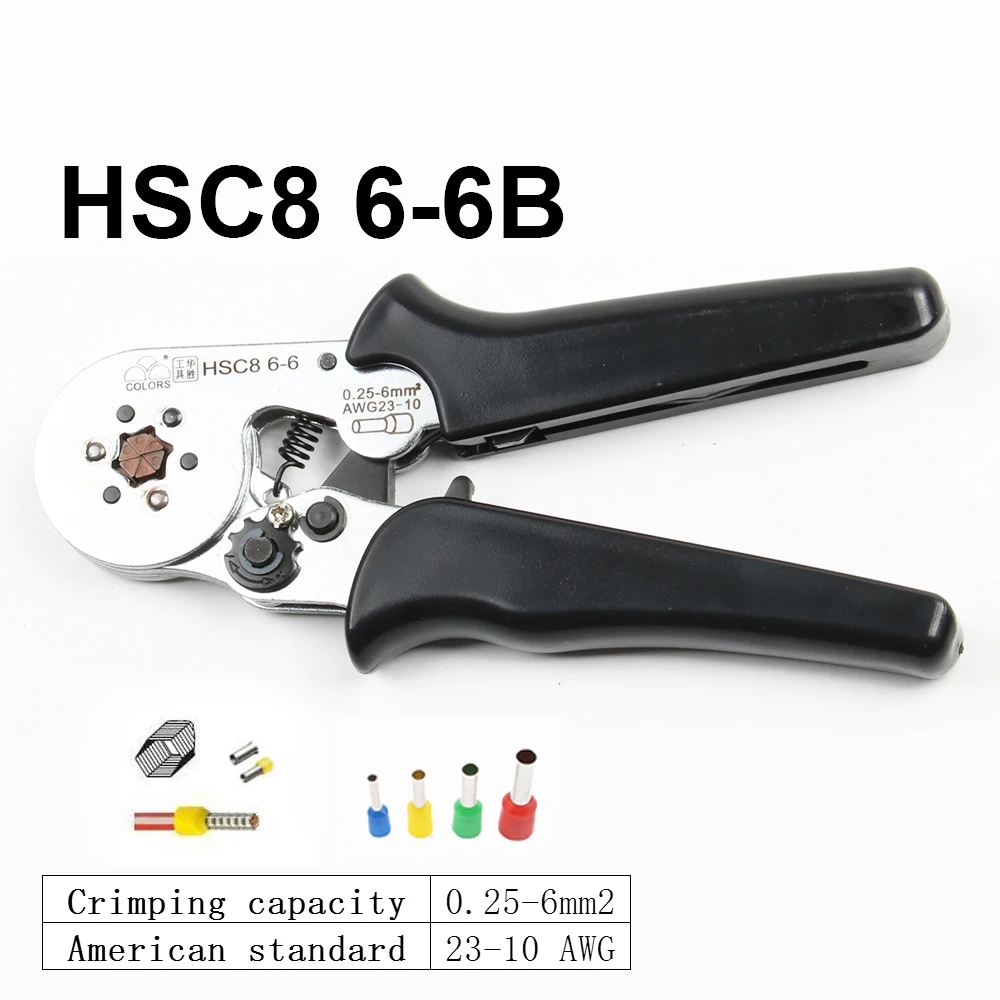 HSC8 0 25 6 мм2 23 10AWG обжимные плоскогубцы 6A Мини с круглым носом трубкой игольчатые