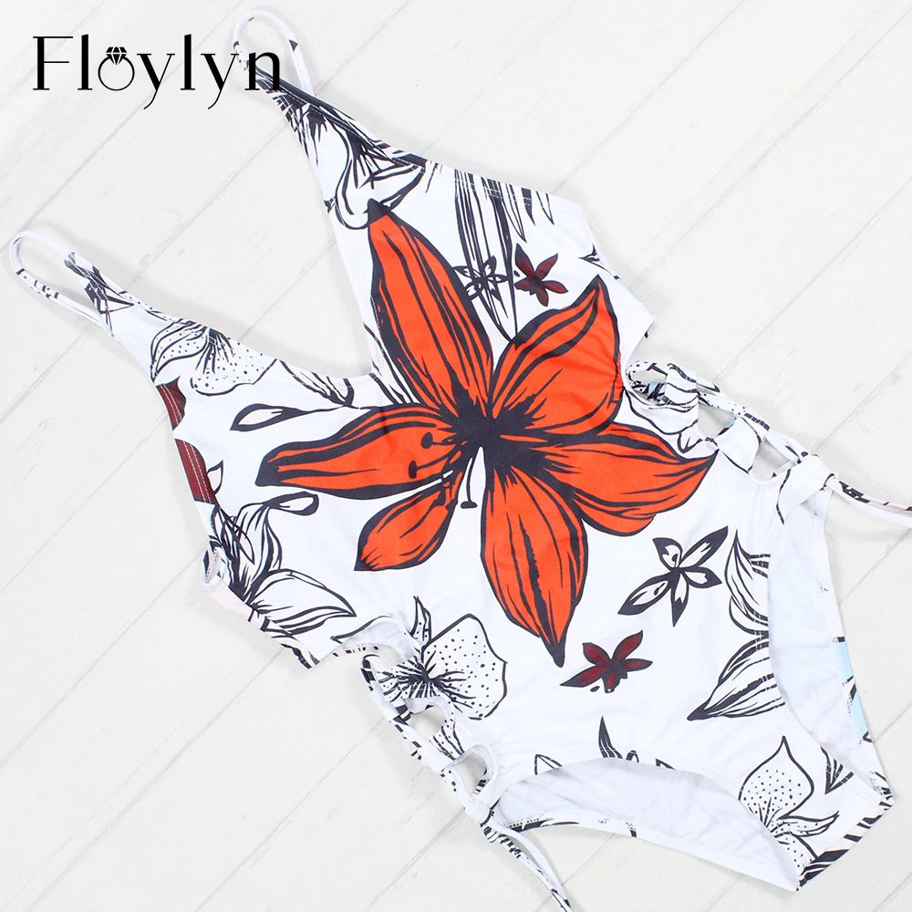 Floylyn 2018 сексуальный цельный купальник женский с цветочным боди бандажный пляжный