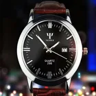 От бренда YAZOLE Beauty Mo 2019 новейший мужской кожаный ремешок Календарь Дата аналоговые Кварцевые водонепроницаемые наручные часы Новые мужские часы